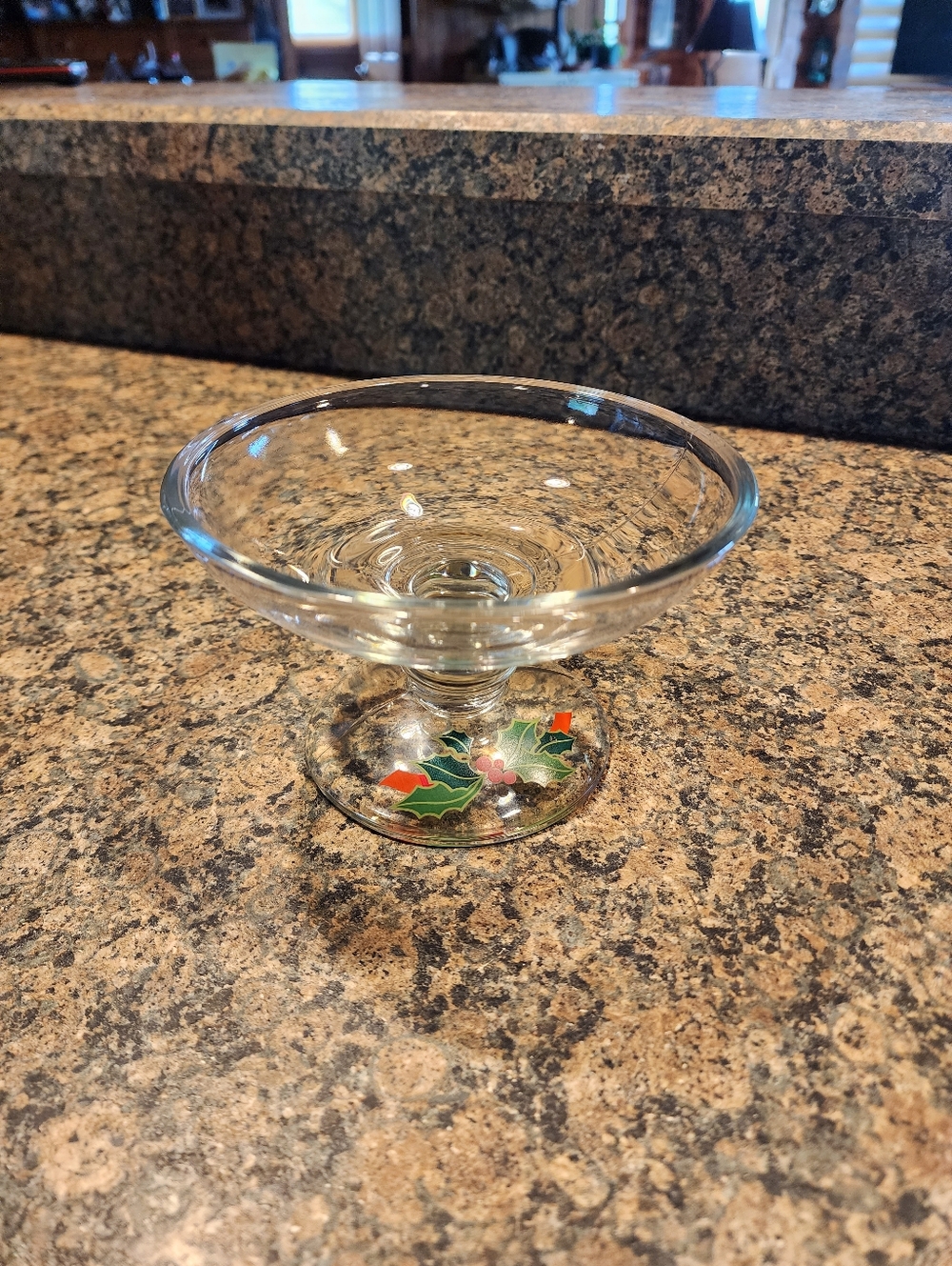 Avon Hokiday Hostess Collection Pedestal Compote Dish with Holly Accent
